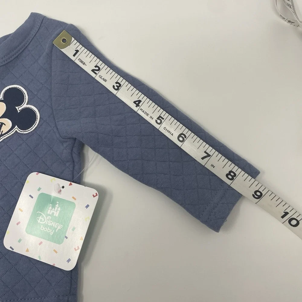 NWT‎ NEW Disney Baby Mickey Mouse SWEATER Blue Quilted Snap 3 - 6 mos Warm Soft